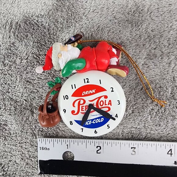 1997 Vintage Santa Pepsi Cola Ice Cold Clock Face Christmas Ornament - Picture 6 of 7